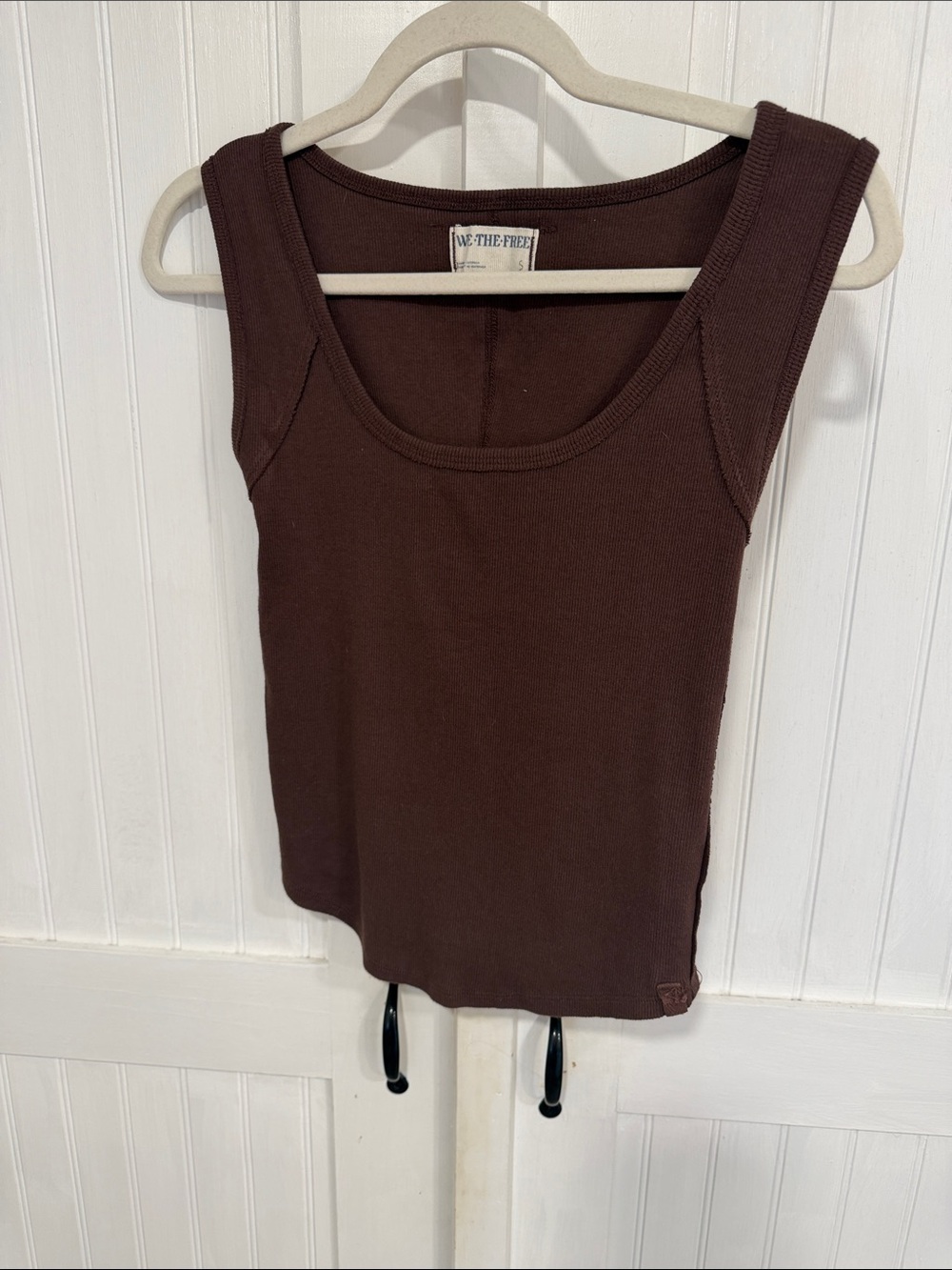 We The Free hummingbird, Chocolate Brown Ribbed Tank Top size S